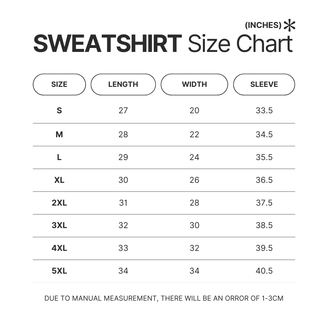 Sweatshirt Size Chart - The Weeknd UK Shop