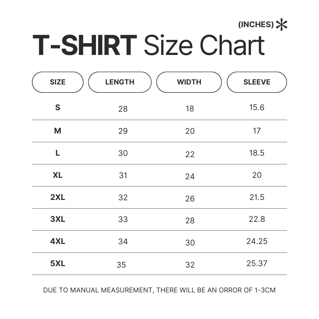 T shirt Size Chart - The Weeknd UK Shop