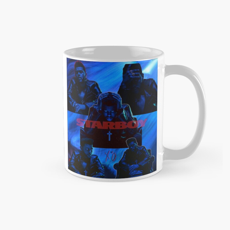 Neon Blue Pop Portrait Dark Aesthetic Collage Mug