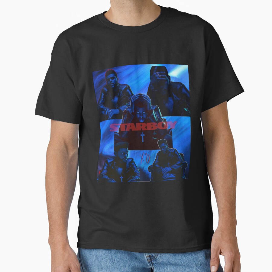 Neon Blue Pop Portrait Dark Aesthetic T-shirt