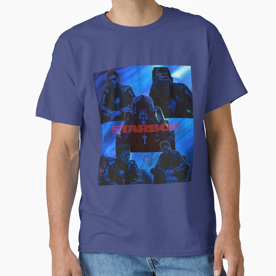 Neon Blue Pop Portrait Dark Aesthetic T-shirt - Image 4
