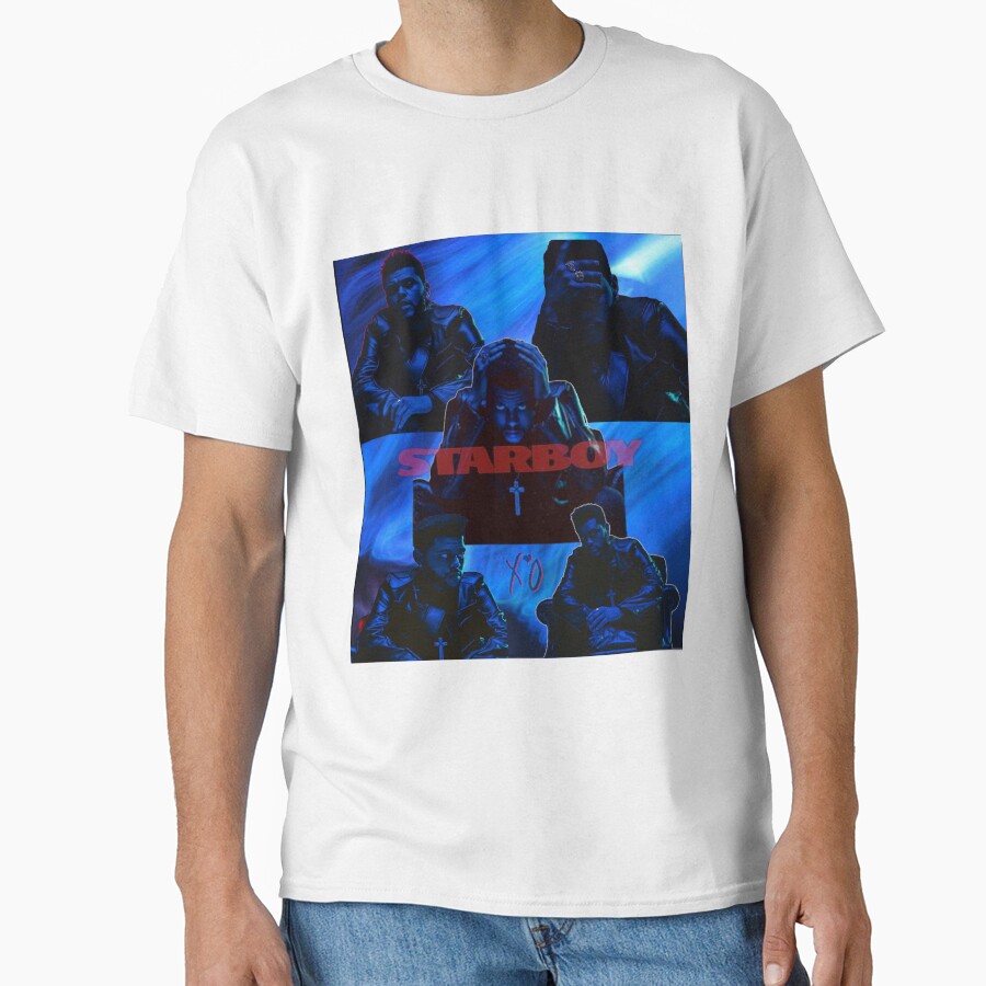 Neon Blue Pop Portrait Dark Aesthetic T-shirt - Image 2