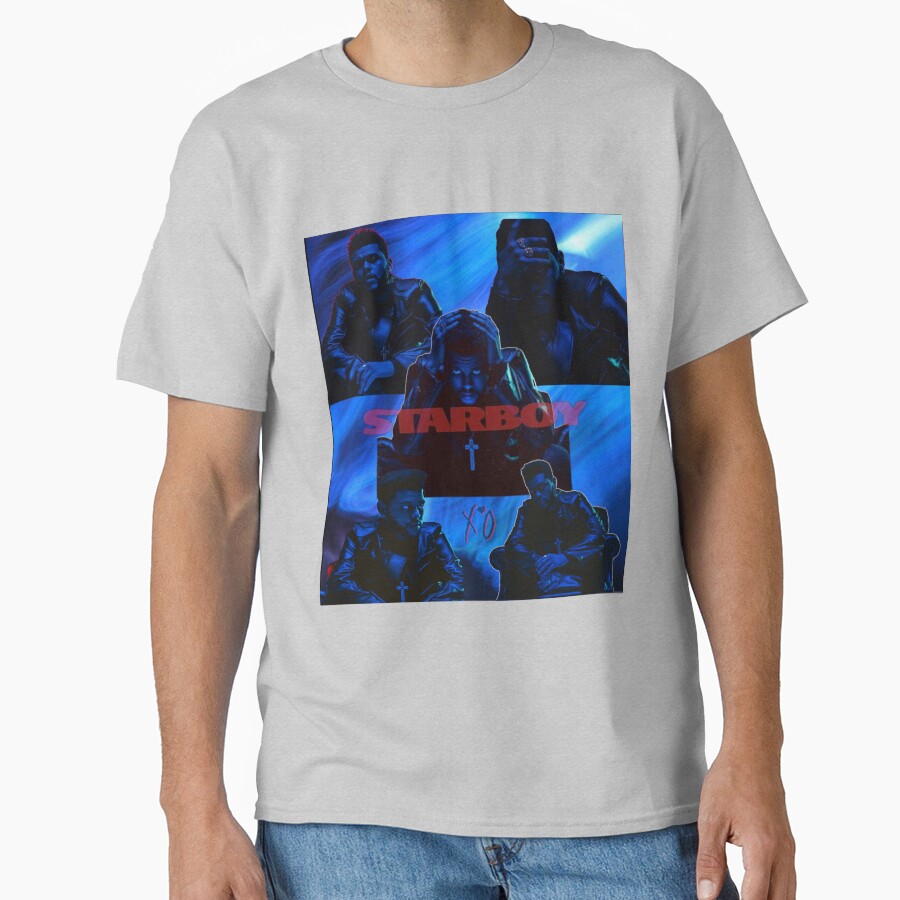 Neon Blue Pop Portrait Dark Aesthetic T-shirt - Image 3