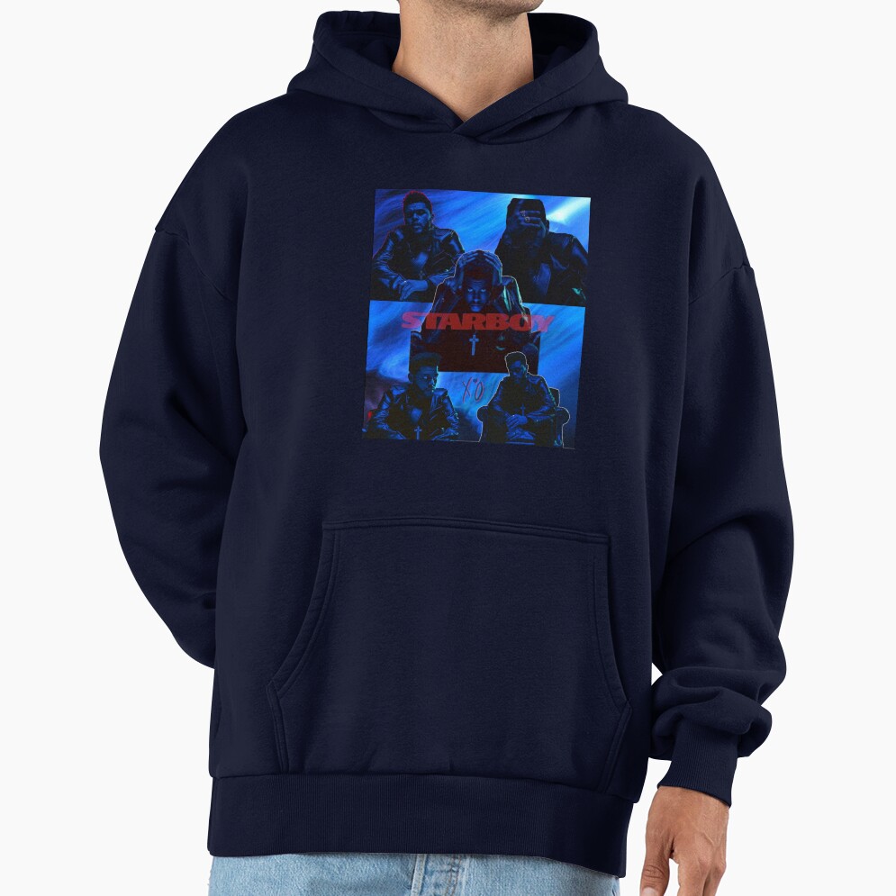 Neon Blue Pop Portrait Dark Aesthetic Hoodie - Image 5