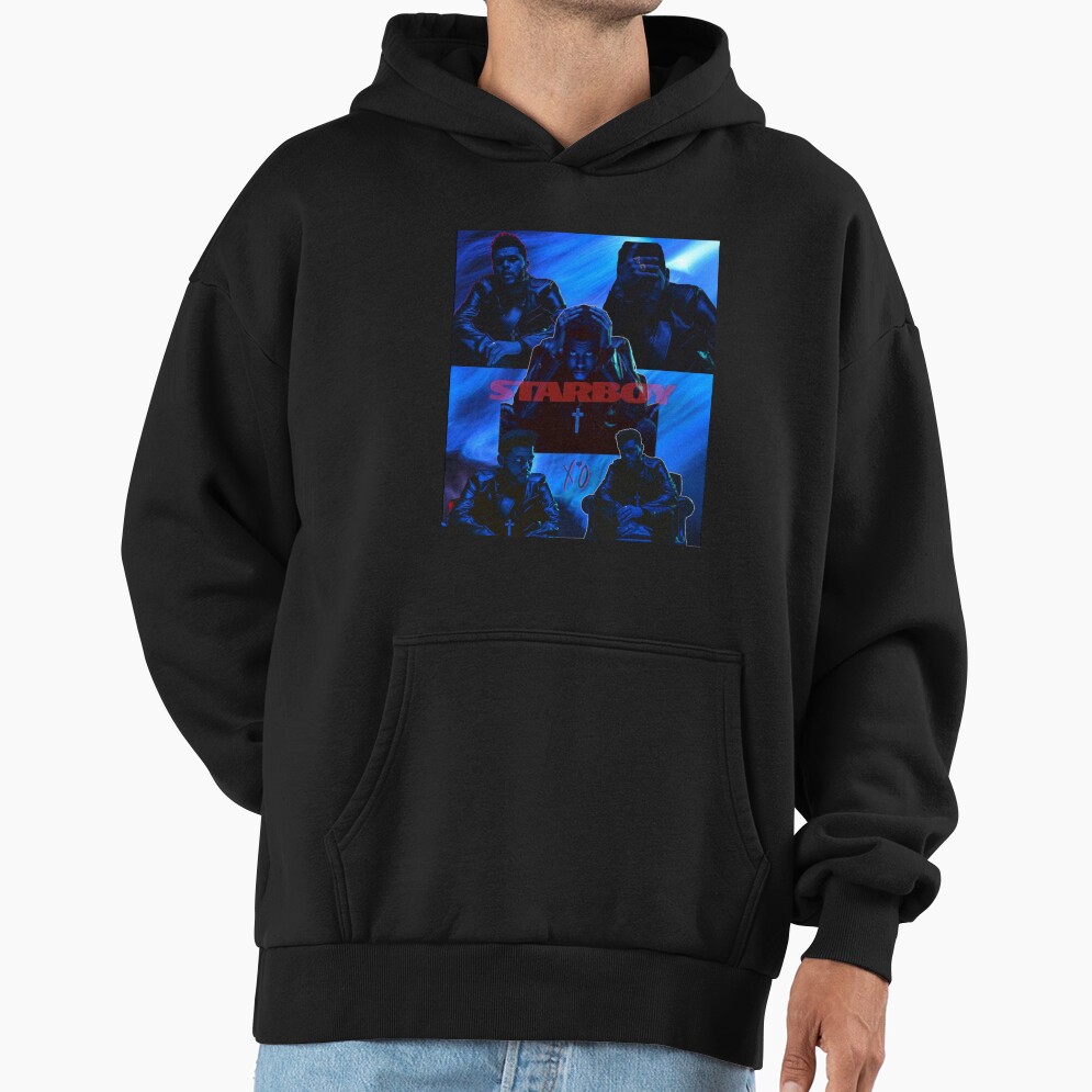 Neon Blue Pop Portrait Dark Aesthetic Hoodie
