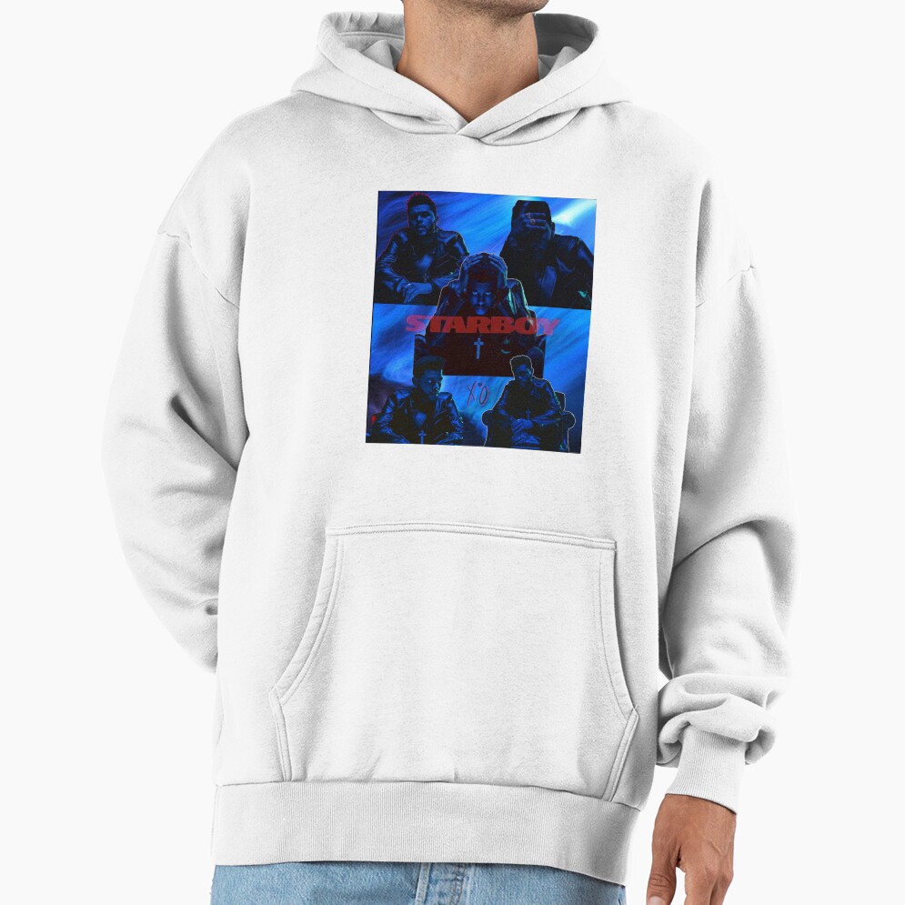 Neon Blue Pop Portrait Dark Aesthetic Hoodie - Image 2