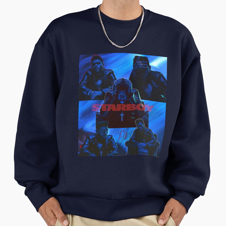Neon Blue Pop Portrait Dark Aesthetic Sweatshirt - Image 5