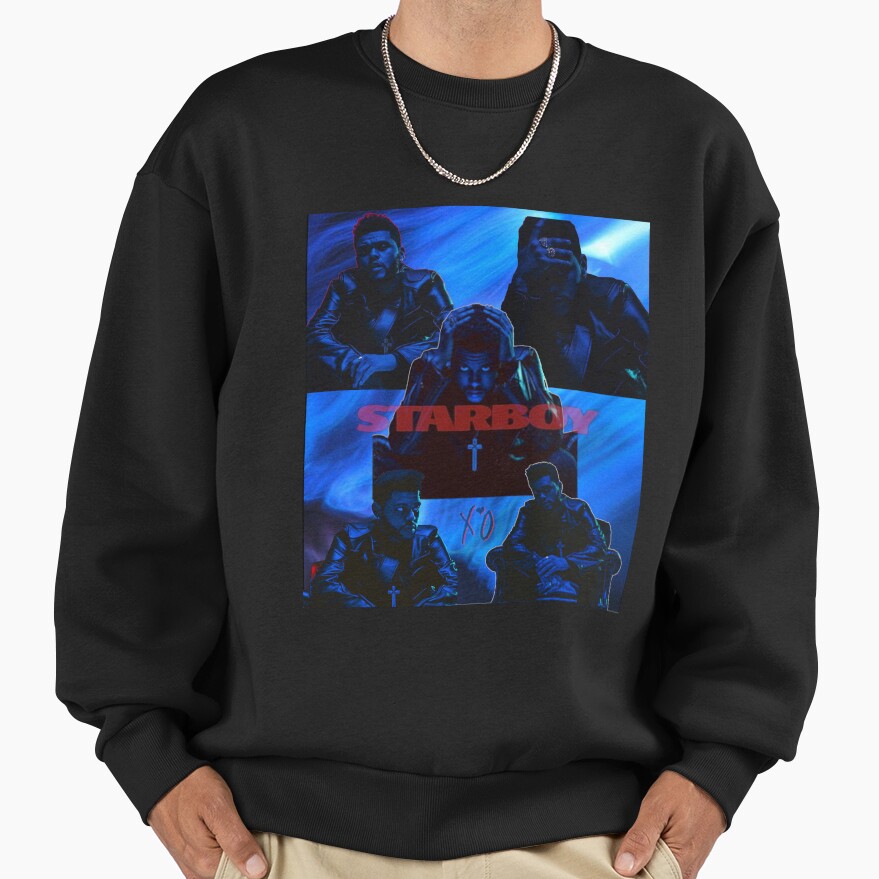 Neon Blue Pop Portrait Dark Aesthetic Sweatshirt
