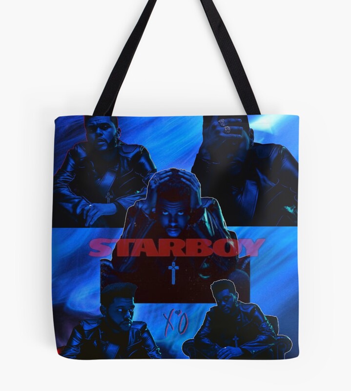 Neon Blue Pop Portrait Dark Aesthetic Collage Tote Bag